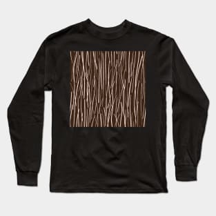 Pine Needles in the forest, chocolate brown and cream Long Sleeve T-Shirt